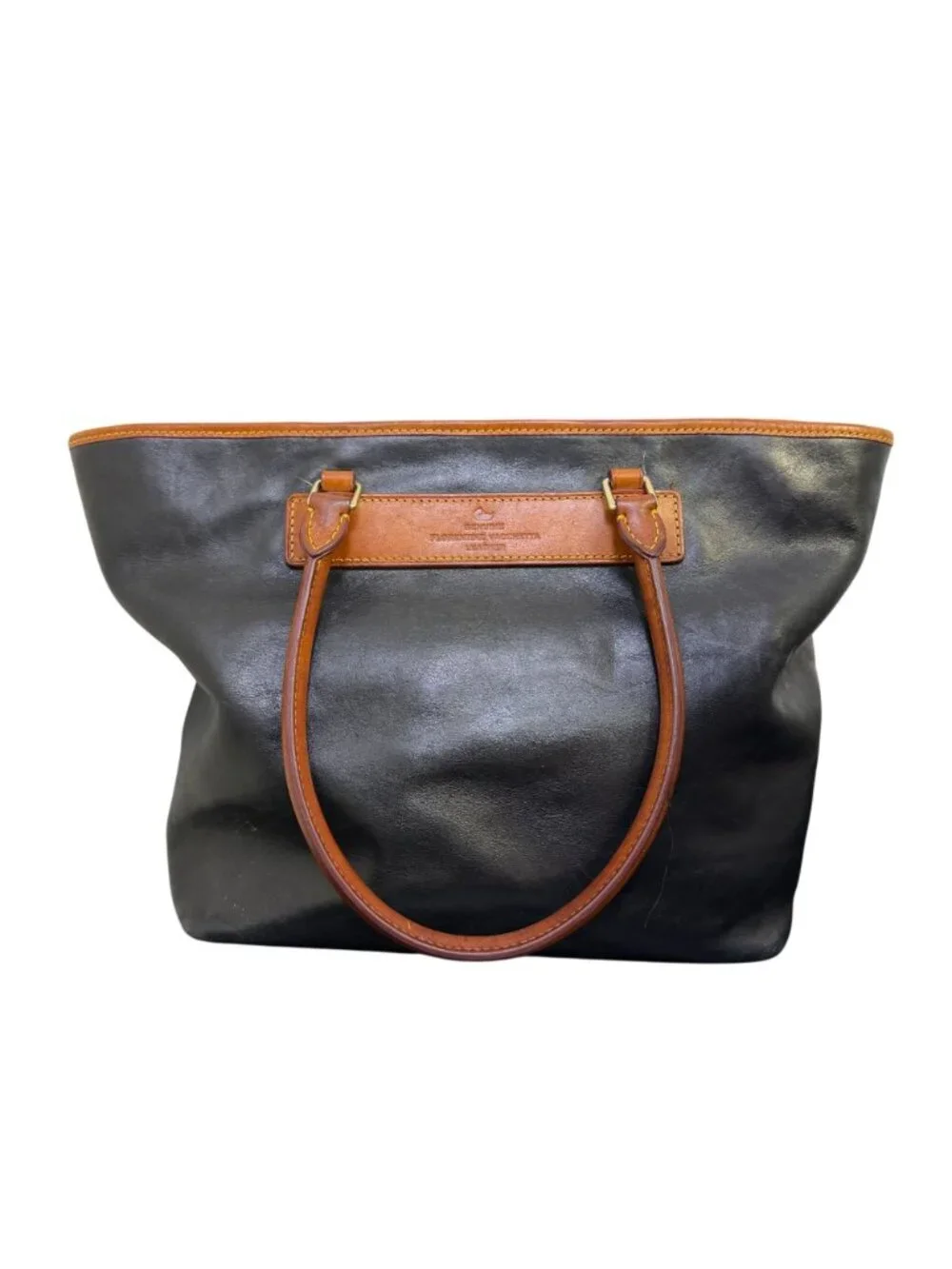 Dooney & Bourke Vintage Black & Brown Leather Tote Bag